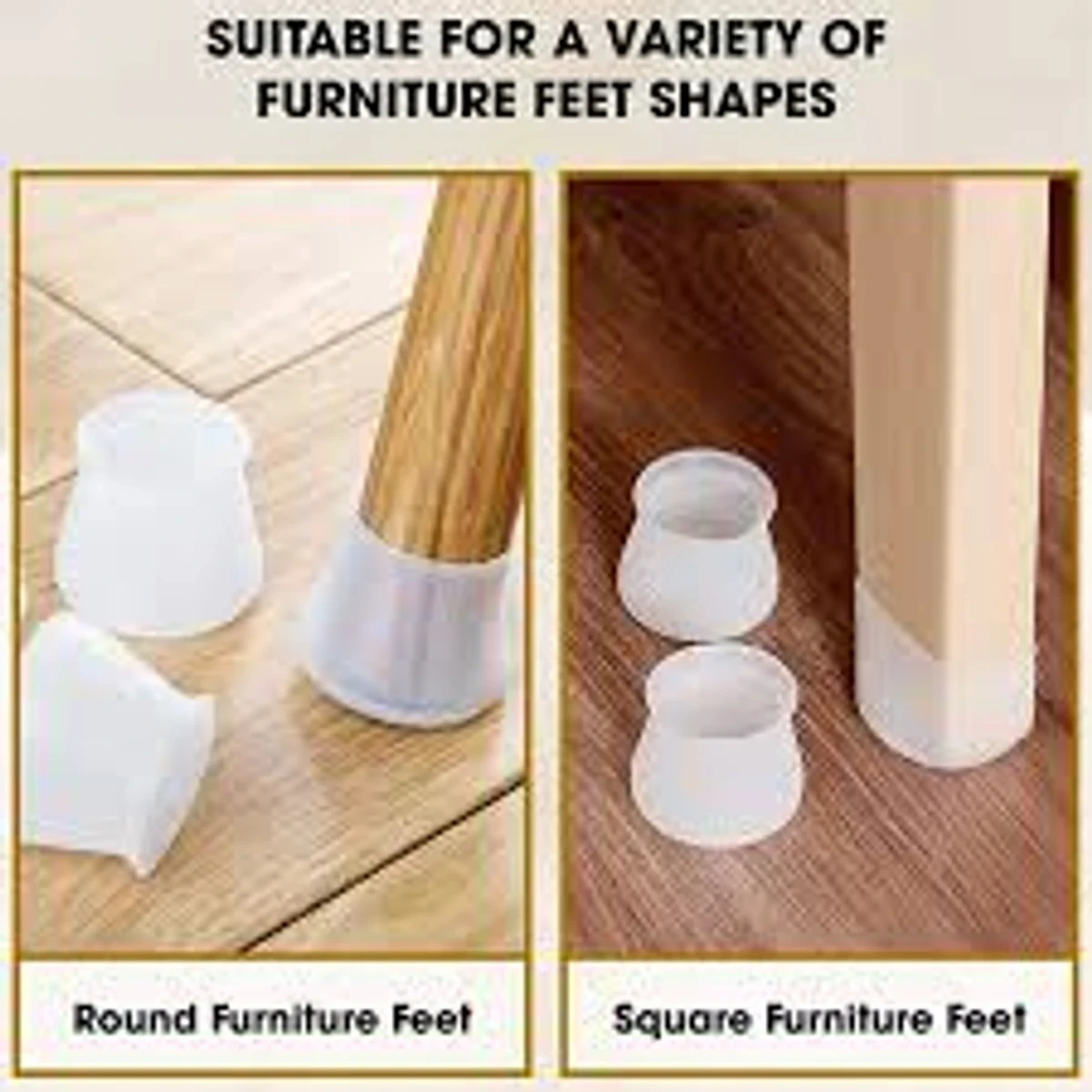 24 pcs Chair Leg Floor Protectors Felt Bottom Furniture Silicone Leg Caps, Chair Leg Covers to Reduce Noise, Easily Moving for Furniture Chair Feet,(white colour) 30% Off SKU: BM00203